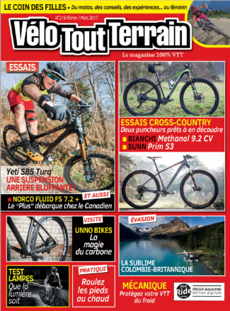 Velo Tout Terrain Magazine numéro 216 janvier Février 2017 couverture